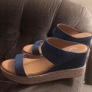 Journee Alissa Wedge Denim. New! Sizes 7.5, 8, 10.